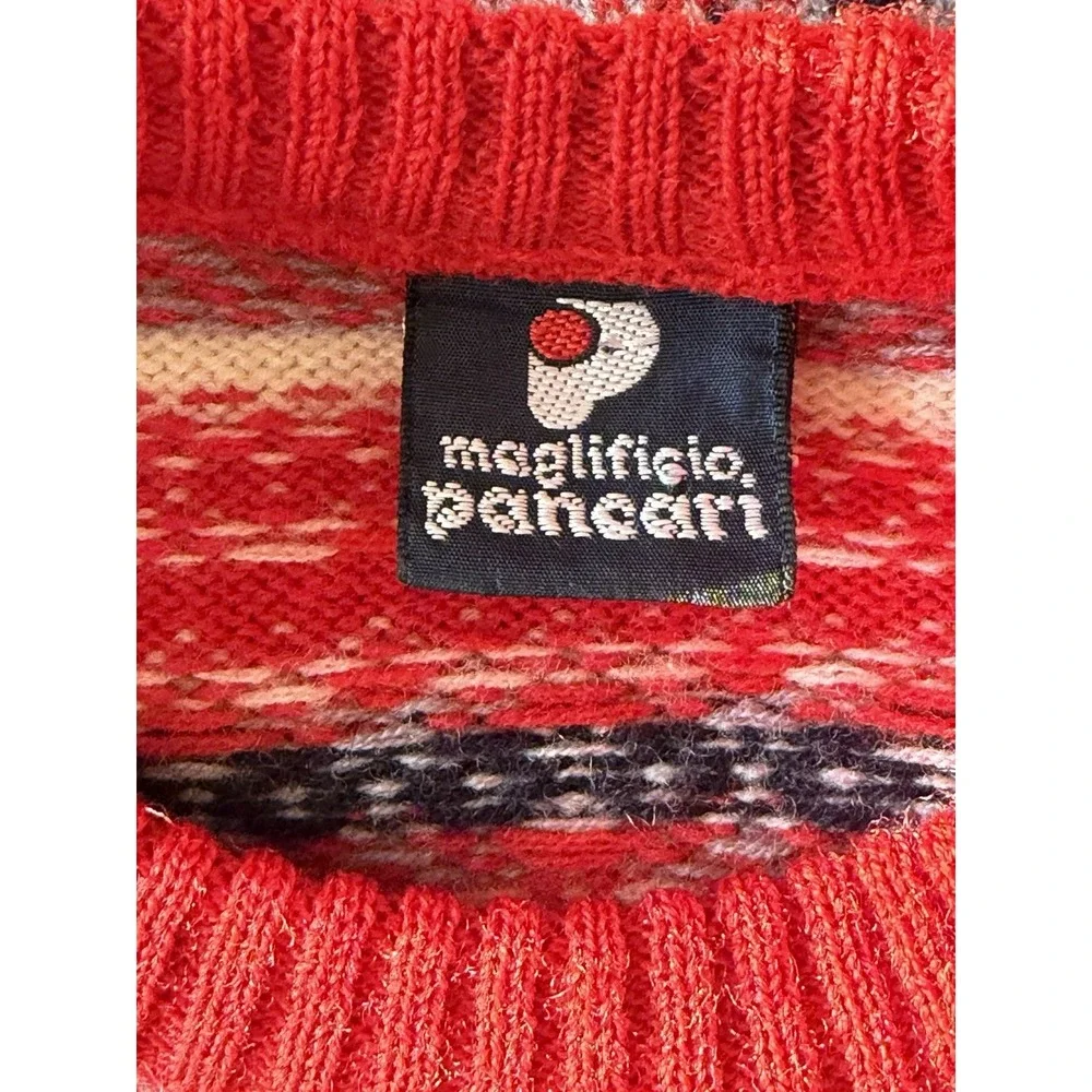 Vintage Maglificio Pancari 100% Wool Fair Isle Sweater Made In Italy